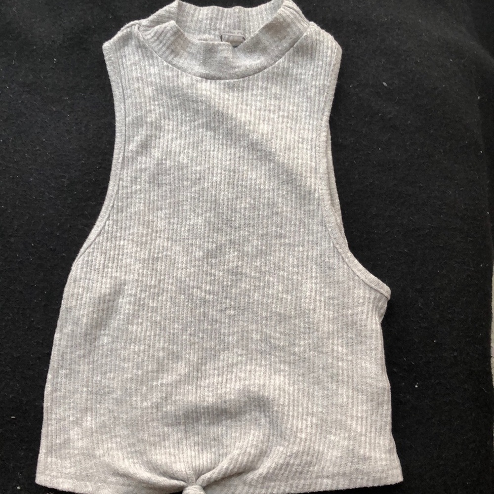 Grey tied crop top